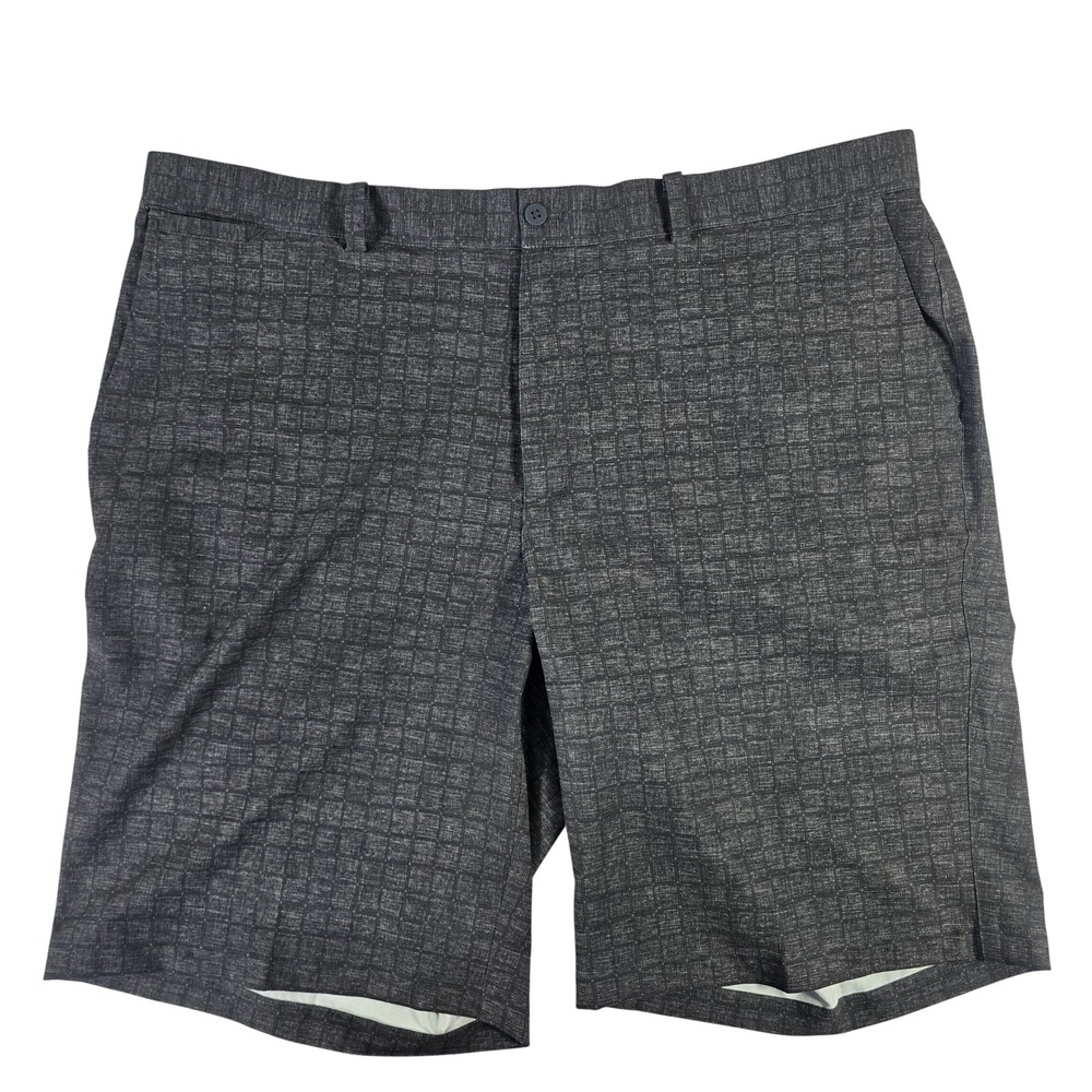 Nike Golf Tour Performance Dri-FIT Gray Grid Plaid Shorts Mens 42 Flat Front